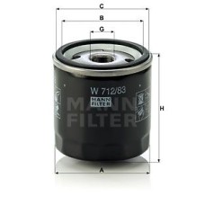 MANN-FILTER W71283 Масляный фильтр TOYOTA LAND CRUISER 90 3,4i 04/96- mot. 5VZ-FE W712/83 W711/80